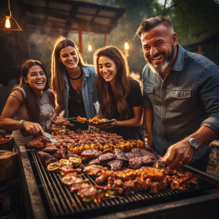 people enjoying mexican barbecue